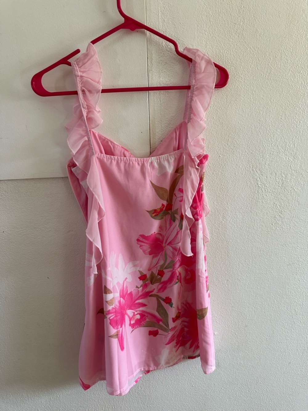 Pink Floral Ruffle Mini Dress - Picture 2 of 5